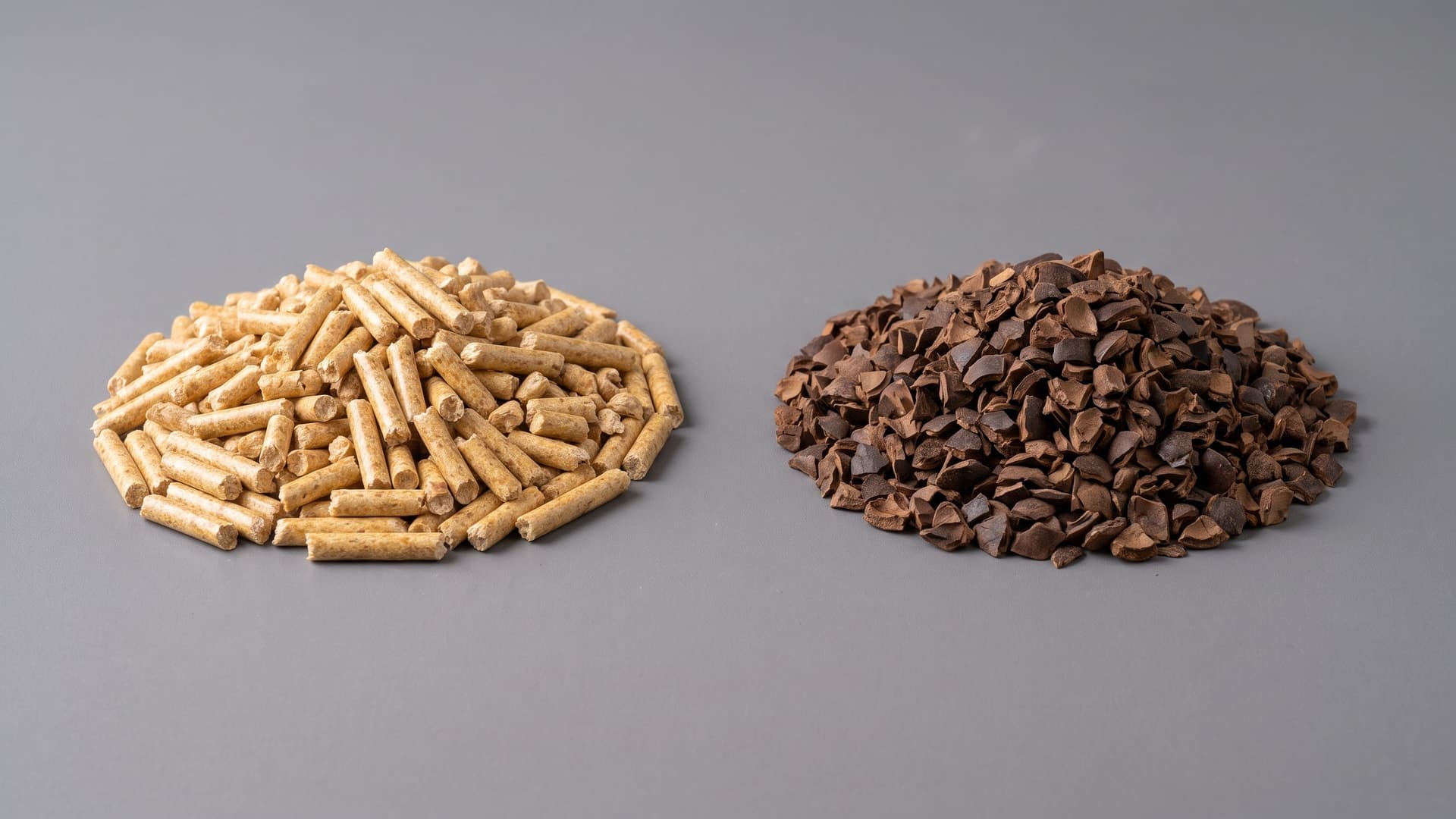 Loader feeding biomass onto a conveyor belt at an industrial heat plant