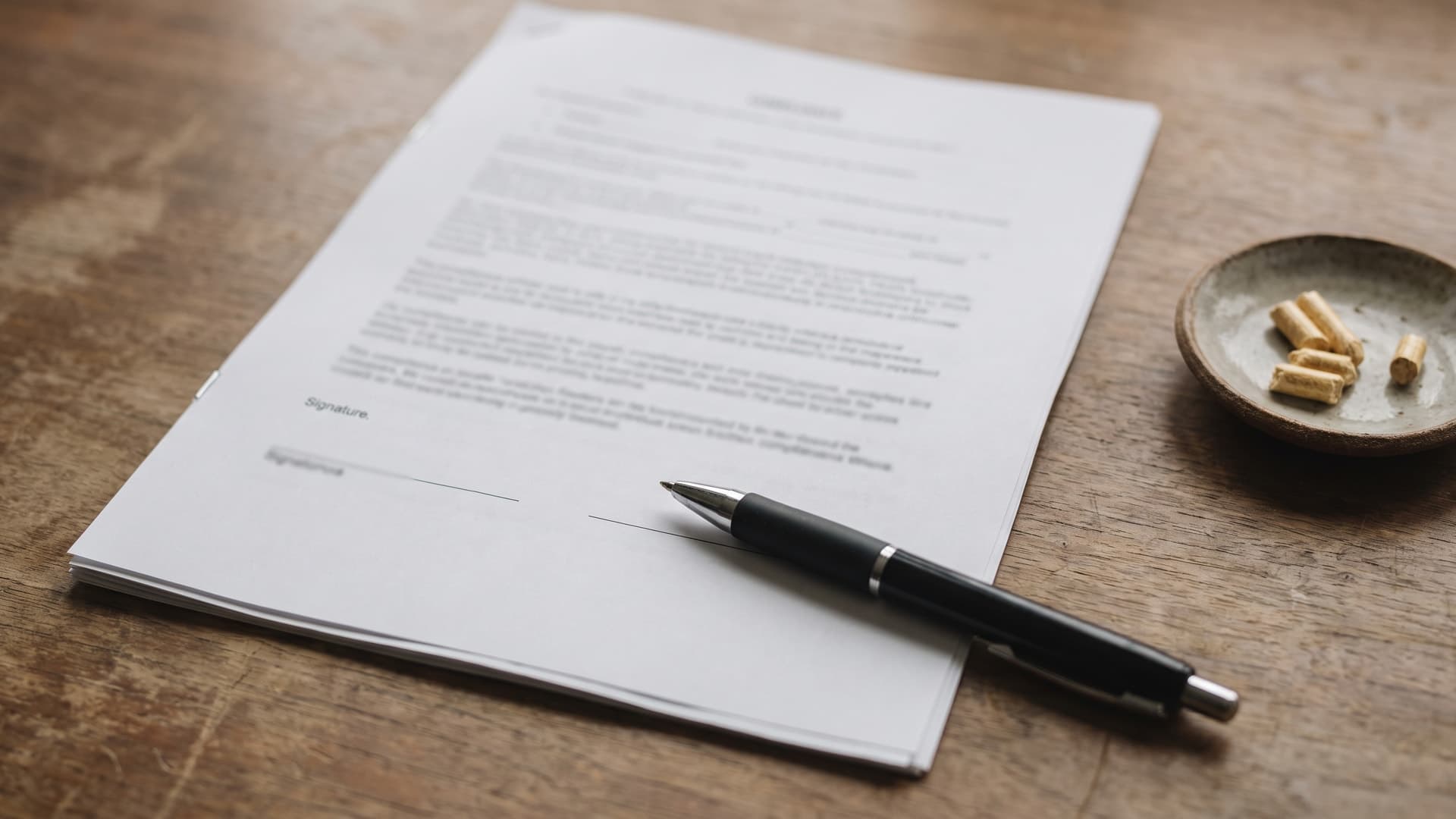 Audit documents and wood biomass samples on the desk of a certification-system auditor
